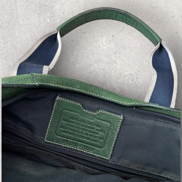 COACH Heritage Web F70558 Green Leather Foldover Tote Messenger Men’s Bag - Picture 7 of 11